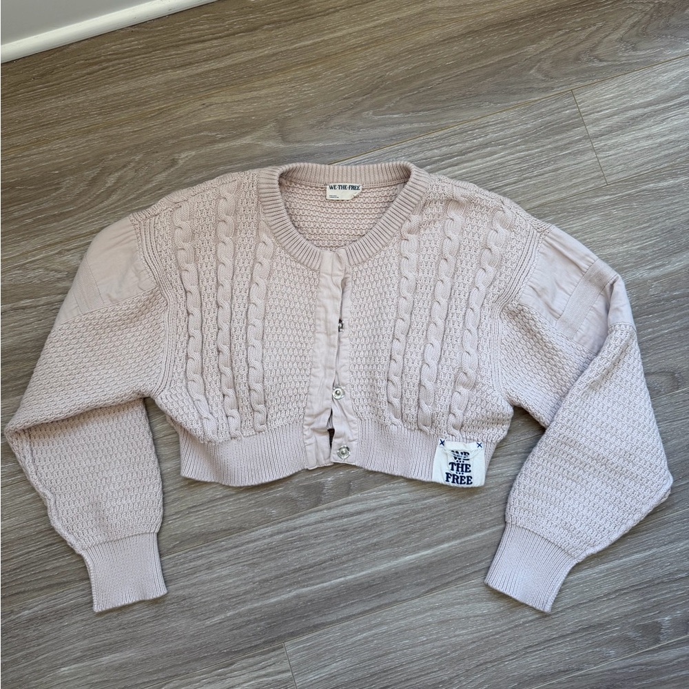 Free People Heritage Cropped Knit Cardigan Sz XS 97% Cotton EUC We The Free
